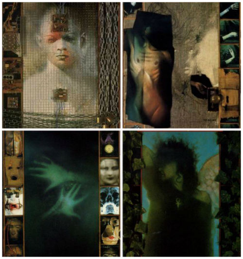 Capas das edições #5 a 8, construídas por Dave McKean.