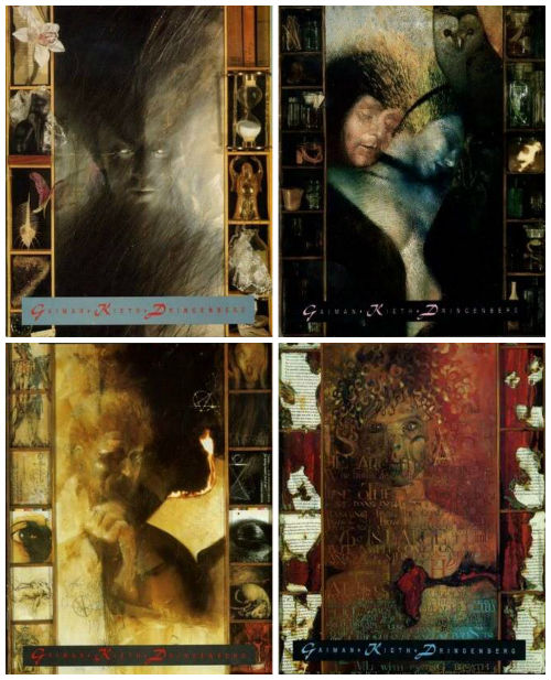 Capas das edições #1 a 4, construídas por Dave McKean.